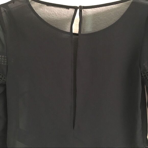 H&M black sheer lace long sleeve blouse S* - Picture 5 of 6